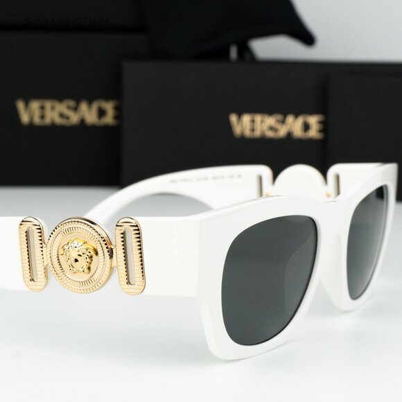 NEW Versace VE4479U 314/87 Medusa Biggie White Dark Grey Square Women Sungalsses